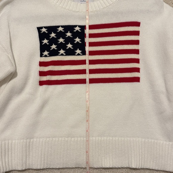 Old Navy Crewneck American Flag Sweater in Magnolia White 100% Cotton - Picture 6 of 7